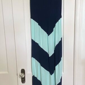Chevron Patterned Skirt - Blue and White